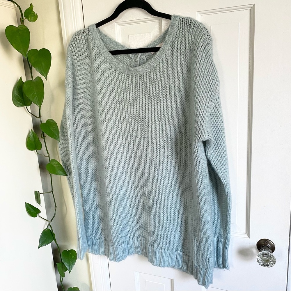 Caslon Knit Button Back Mohair Sweater Womens Size Large Seafoam Cozy Cottage - Picture 4 of 11